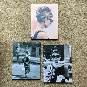 Audrey Hepburn set of three canvas pictures